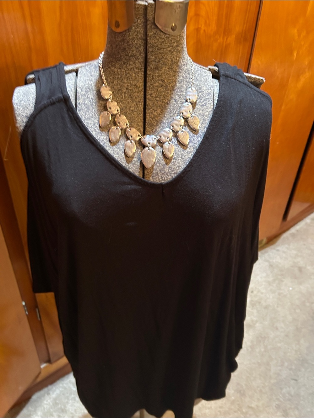 Lane Bryant Black Cold-Shoulder V-Neck Top